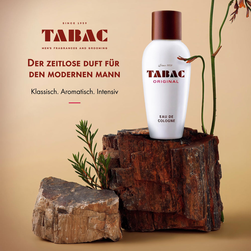 Tabac Original bottle angled to show label and authentic Maurer & Wirtz branding