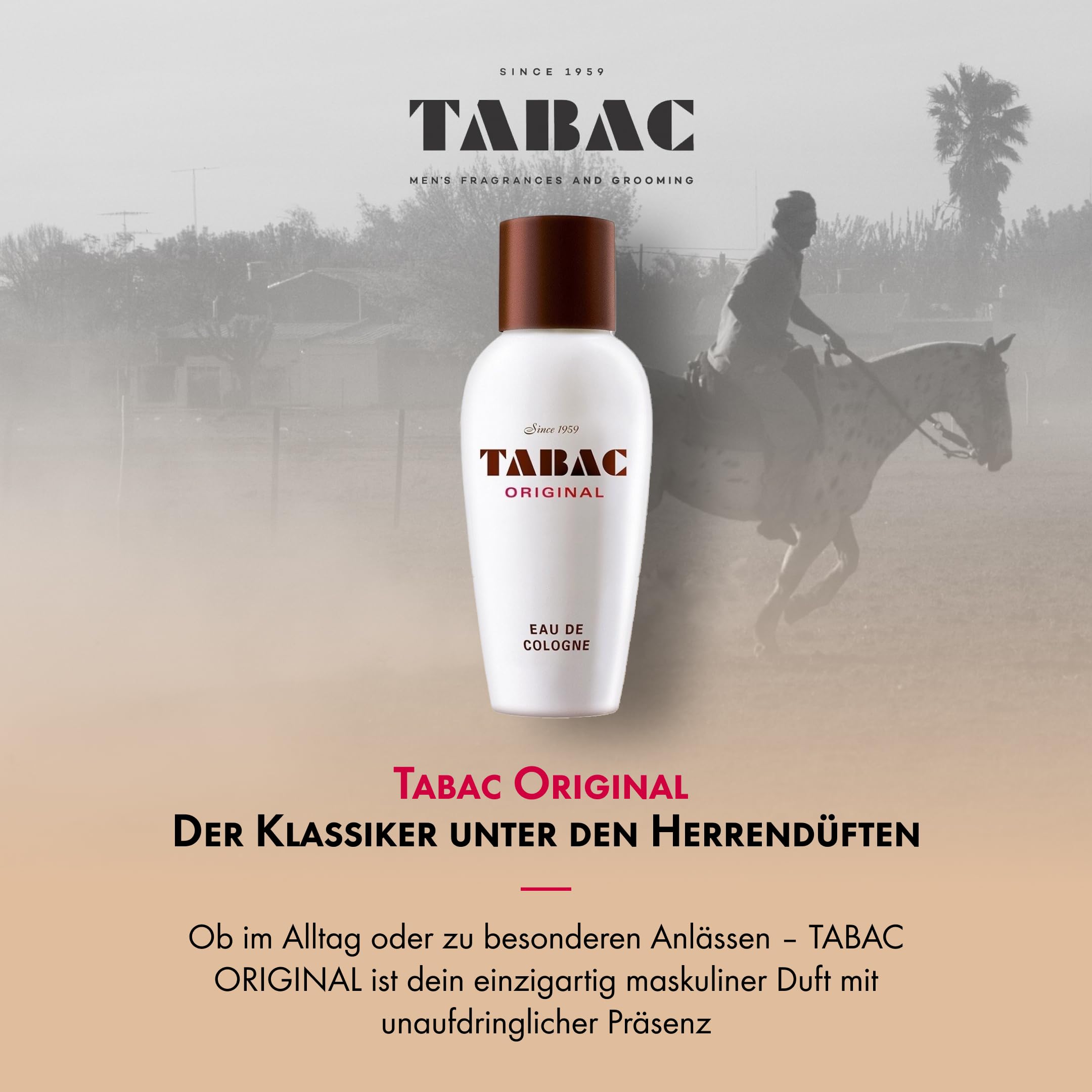 Tabac Original next to a ruler showing 300 ml size for long-lasting supply