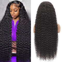 Tagota front view of 32 inch deep wave wig showing natural fall and volume