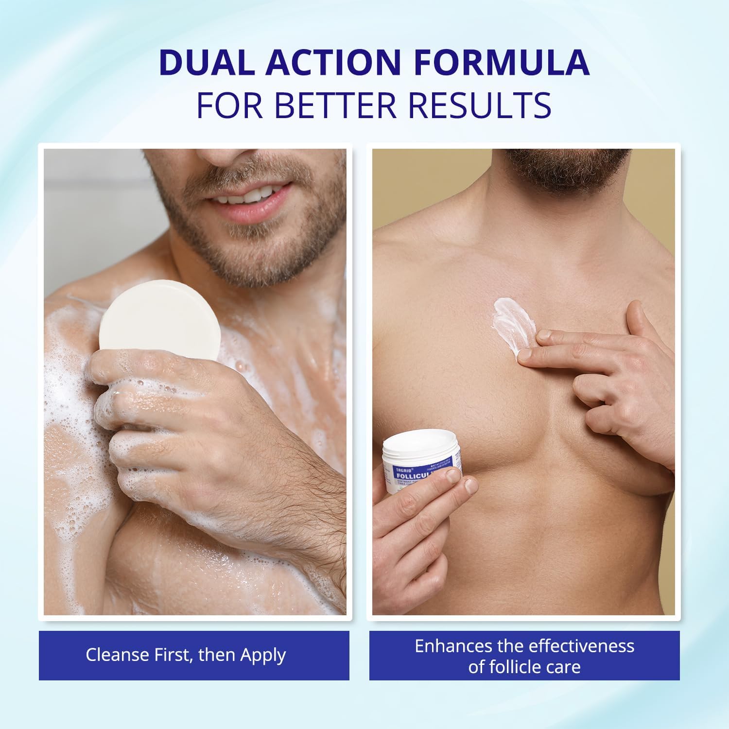 tagrid applying cream to scalp to soothe and hydrate follicles