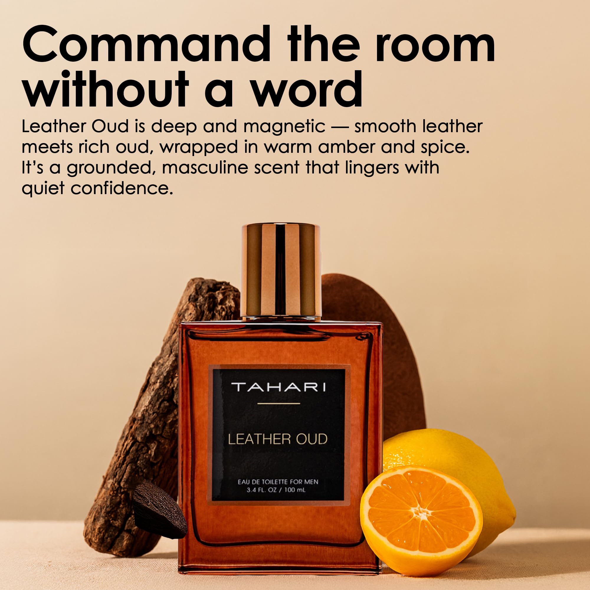 TAHARI Leather Oud close-up of cap and sprayer demonstrating build quality and control