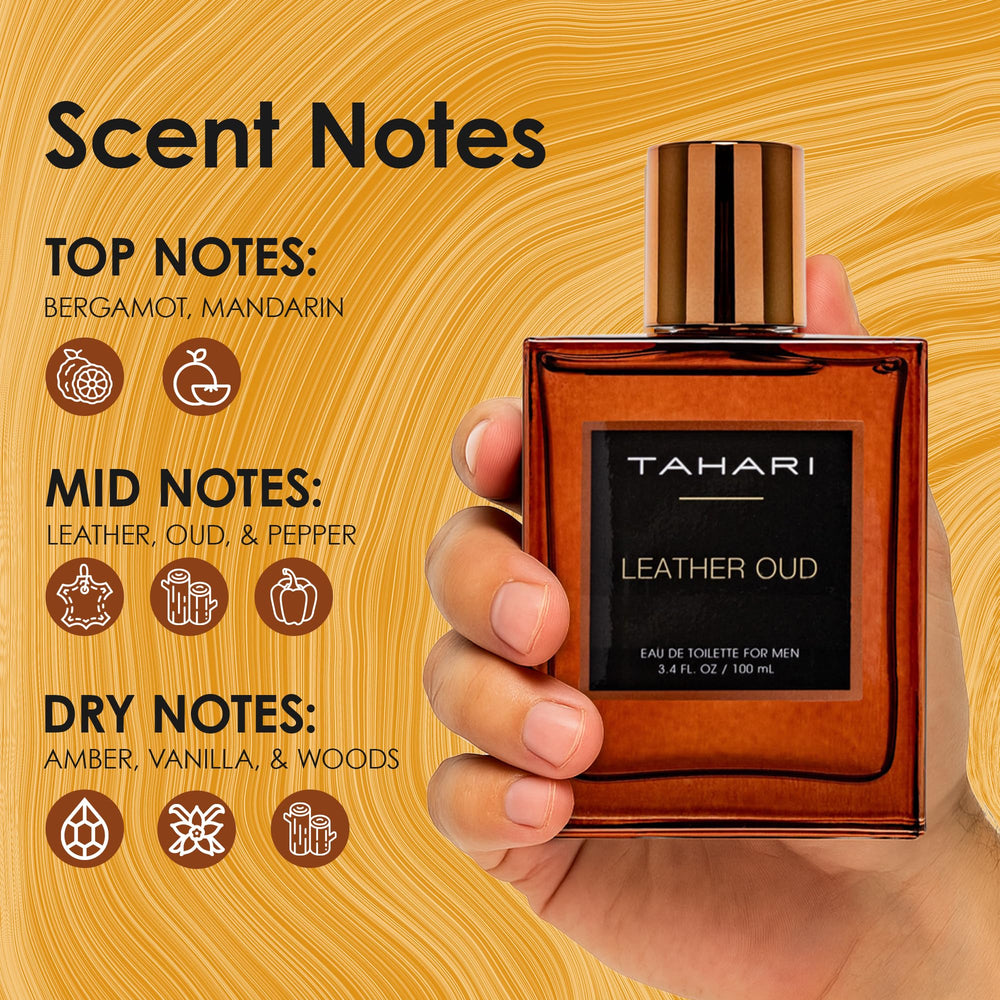 TAHARI Leather Oud packaging box displayed to highlight branding and gifting appeal