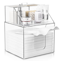 TAINESS front view of clear acrylic holder showing tidy countertop benefit
