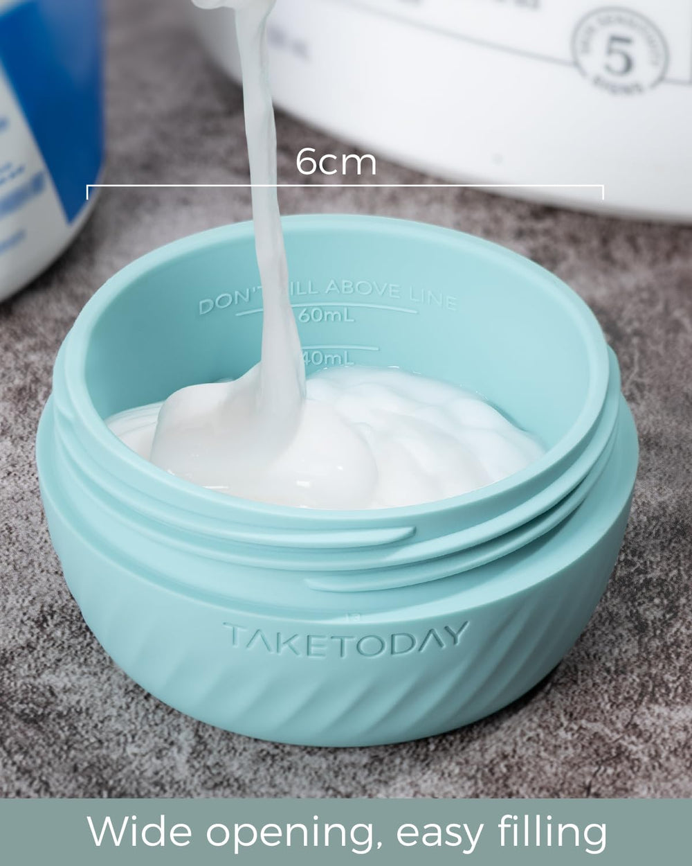 TakeToday four jars stacked to show space-saving storage and durability