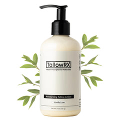 TALLOWRX front packaging showing 8 fl oz bottle and vanilla scent benefit