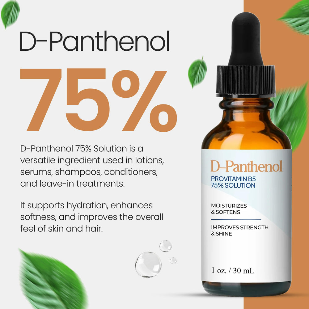 Label detail on Talsen D-Panthenol bottle showing concentration and cosmetic-grade information for trust