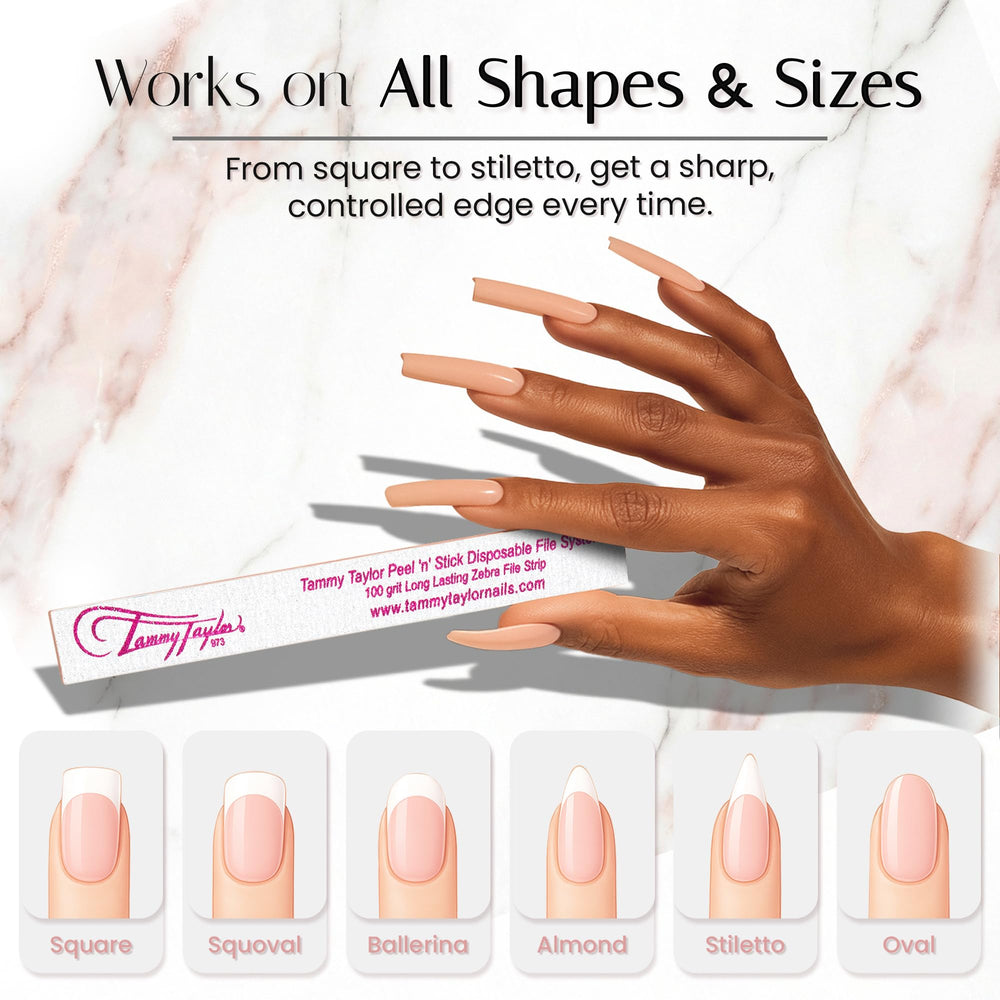 Tammy Taylor comparison before after acrylic shaping demonstrating visible smoothing benefit