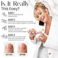Tammy Taylor file in use on acrylic nails illustrating fast bulk reduction benefit