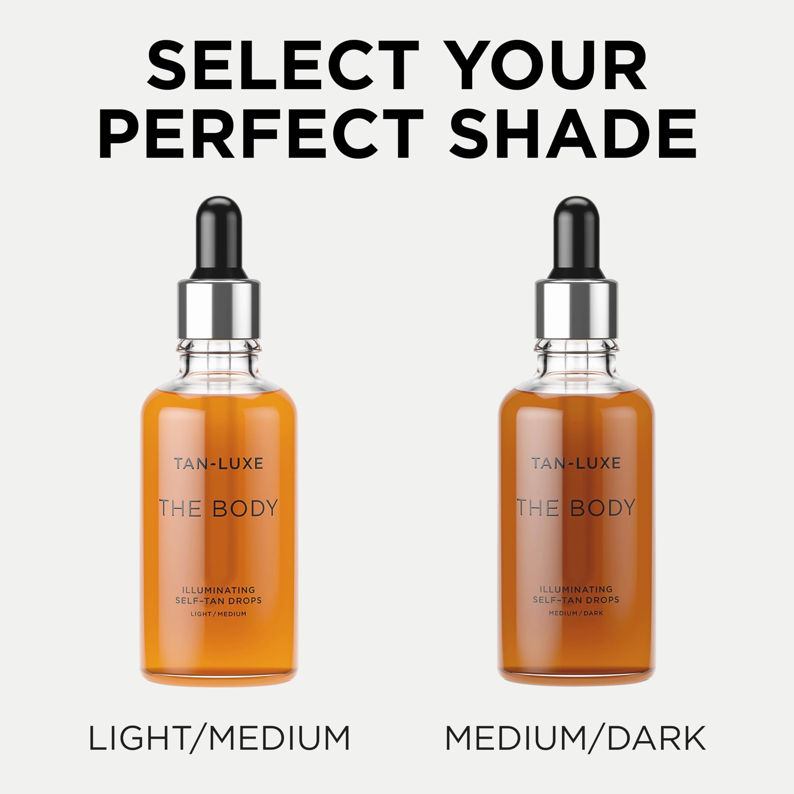 TAN-LUXE bottle on a bathroom vanity styled for routine compatibility and elegance