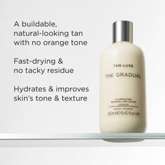 TAN-LUXE application with mitt for streak-free, even tanning