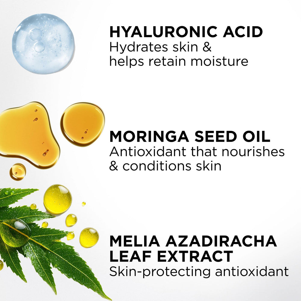 TAN-LUXE ingredient label closeup showing hyaluronic and moringa benefits