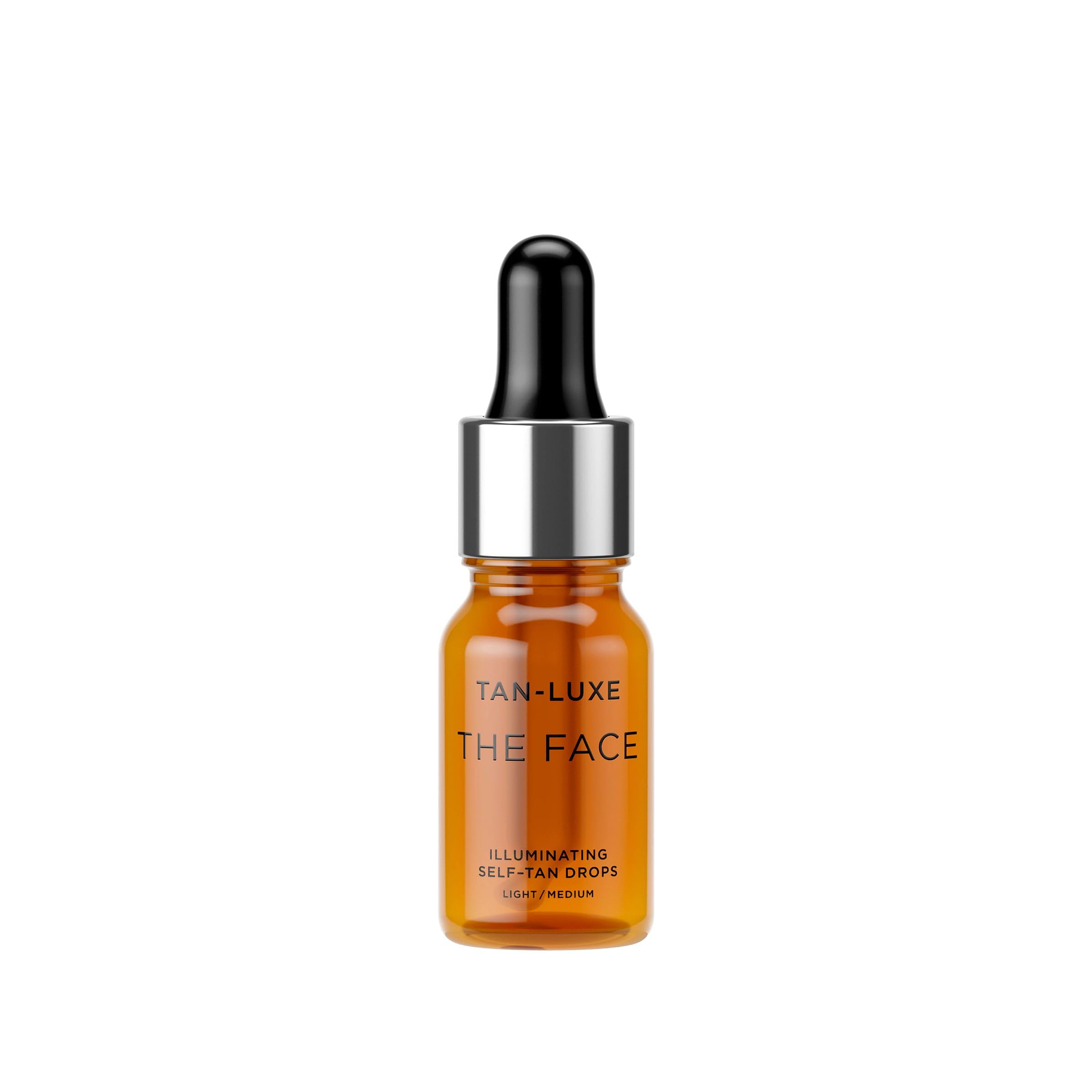 TAN-LUXE front packaging showing the compact face tan bottle and label