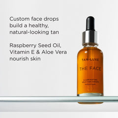 TAN-LUXE drops mixed into moisturizer in palm for customizable blend