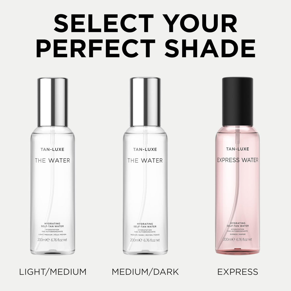 TAN-LUXE placed on bathroom vanity suggesting daily skincare ritual