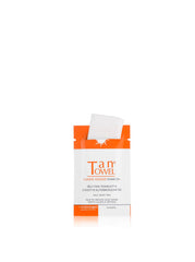 Person applying Tan Towel towelette to lower leg for even, streak-free self-tan