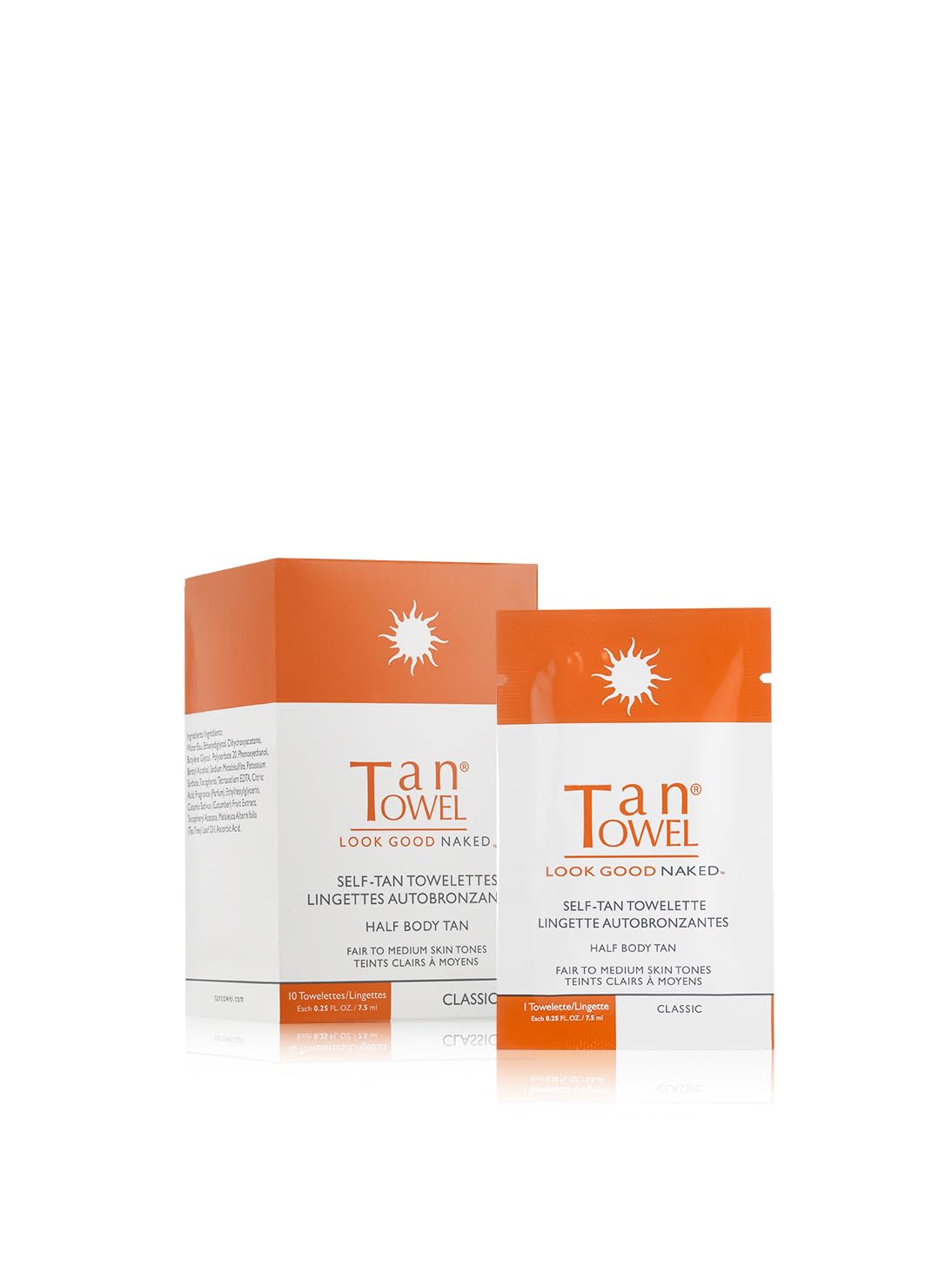 Close-up of Tan Towel towelette texture showing pre-moistened fabric for smooth application