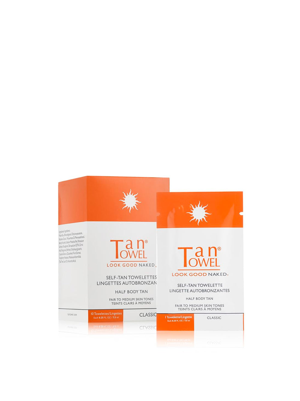 Close-up of Tan Towel towelette texture showing pre-moistened fabric for smooth application