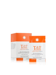 Close-up of Tan Towel towelette texture showing pre-moistened fabric for smooth application