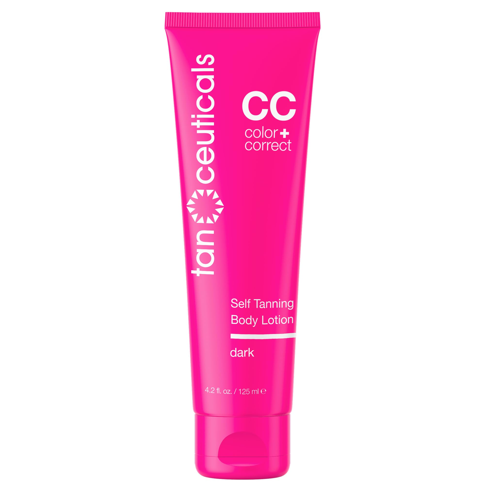 Tanceuticals front packaging showing dark lotion and brand clarity