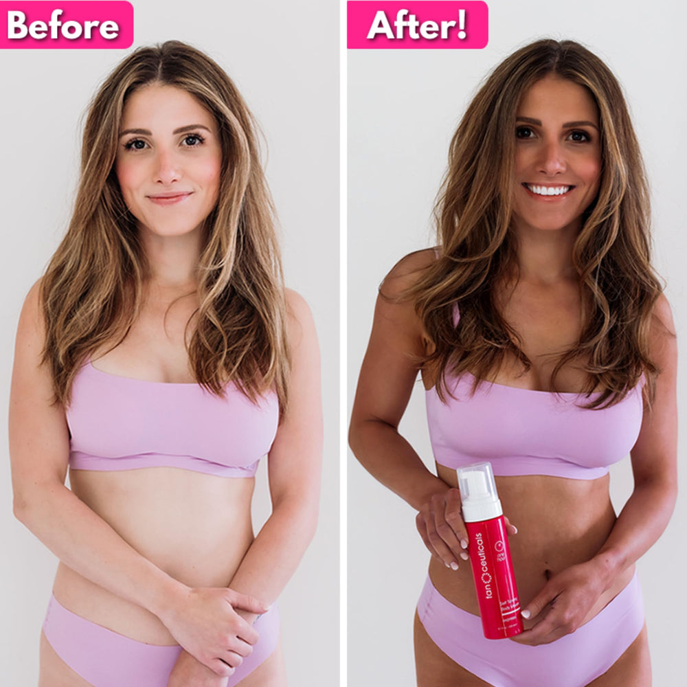 Tanceuticals application mitt applying mousse for streak-free, controlled coverage