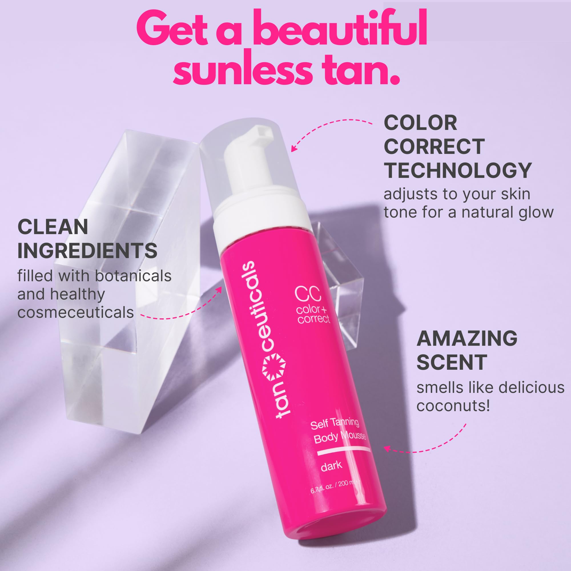 Tanceuticals pump dispensing mousse texture demonstrating smooth, quick-drying foam
