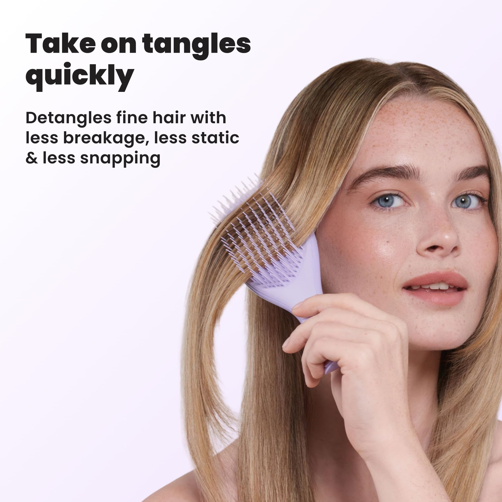 TANGLE TEEZER detangling wet hair in shower to show safe use with conditioners