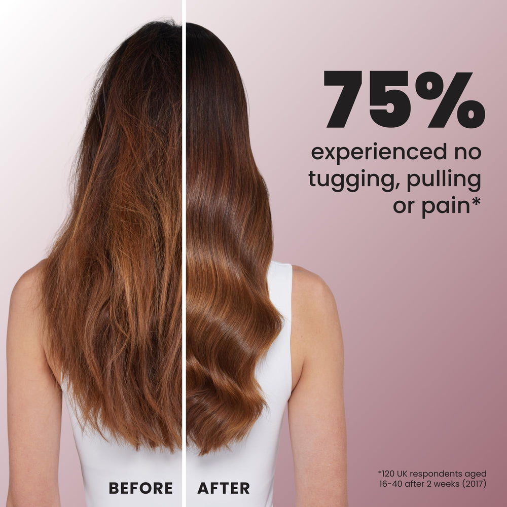 TANGLE TEEZER spreading conditioner evenly through long hair for balanced treatment