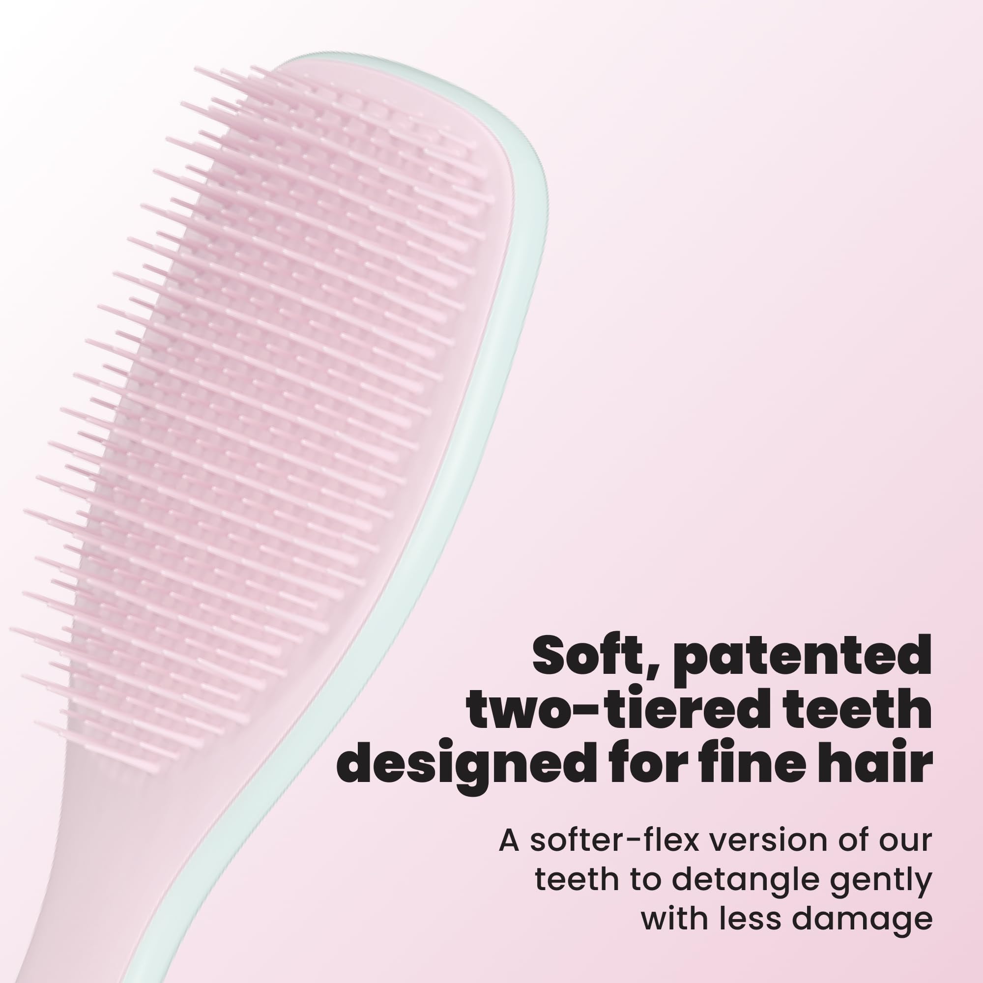 TANGLE TEEZER closeup of brush back and teeth highlighting safe detangling benefit