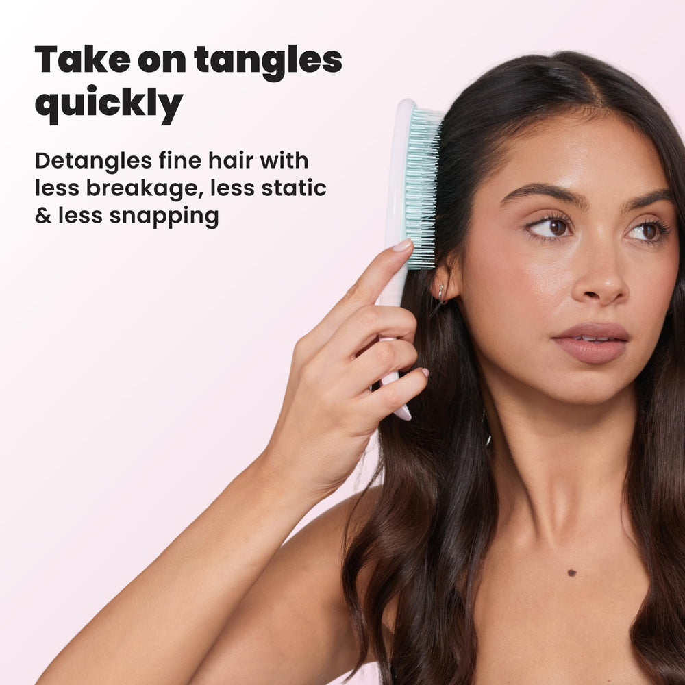 TANGLE TEEZER close detail of two-tier teeth that loosen knots and smooth strands