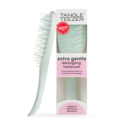 TANGLE TEEZER front packaging in eucalyptus green showing compact design and portability benefits
