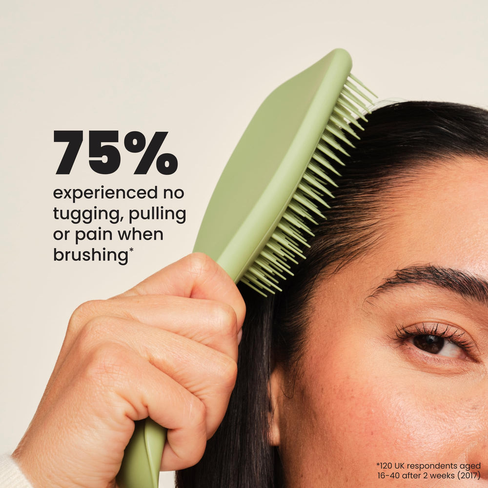 TANGLE TEEZER in shower setting showing water-resistant design and conditioner distribution benefit