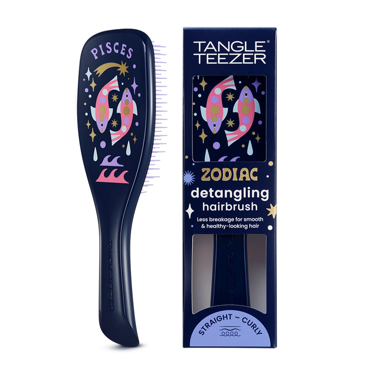 TANGLE TEEZER Pisces front view showing compact shape and grip benefit