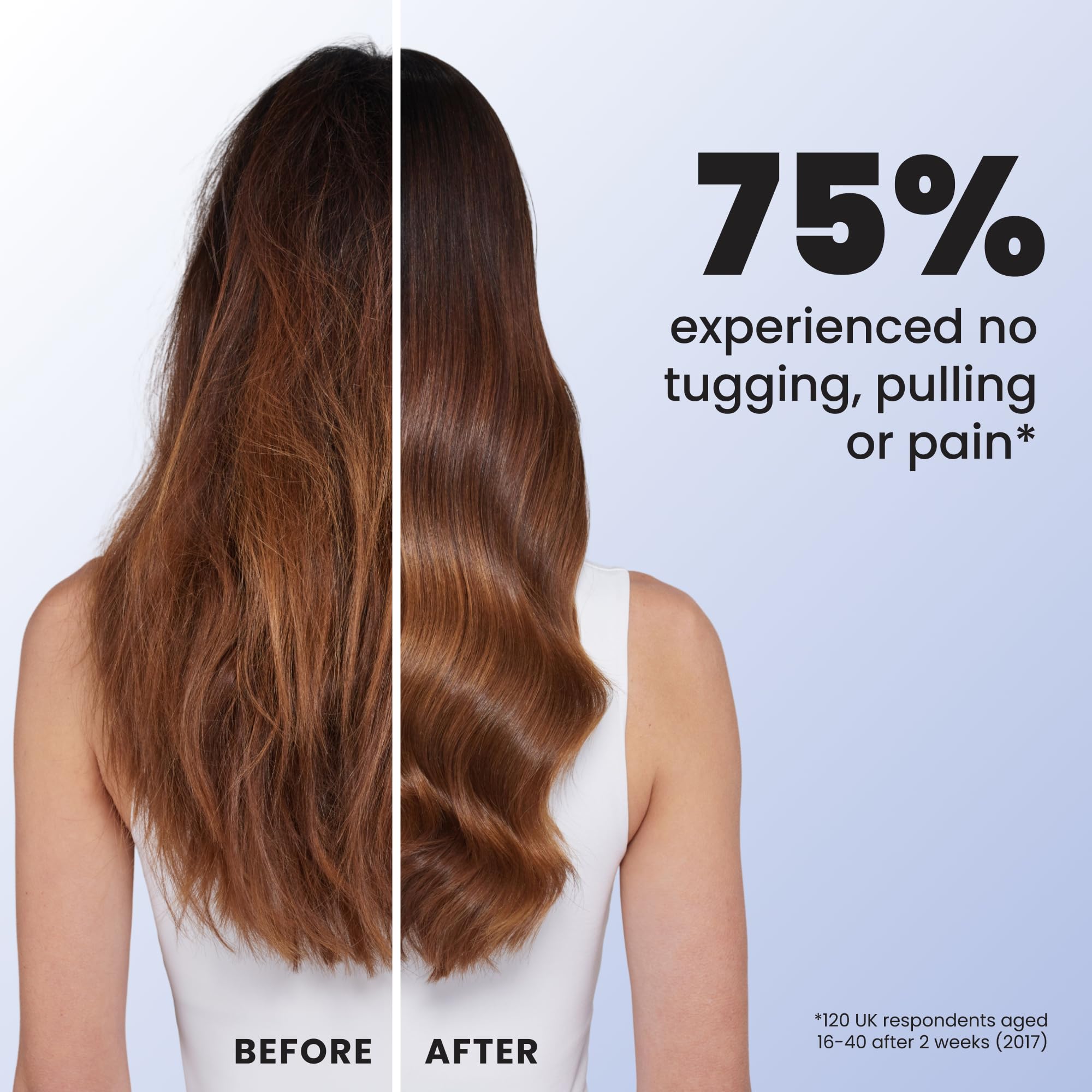 TANGLE TEEZER brushing straight hair to demonstrate smoothing and frizz reduction