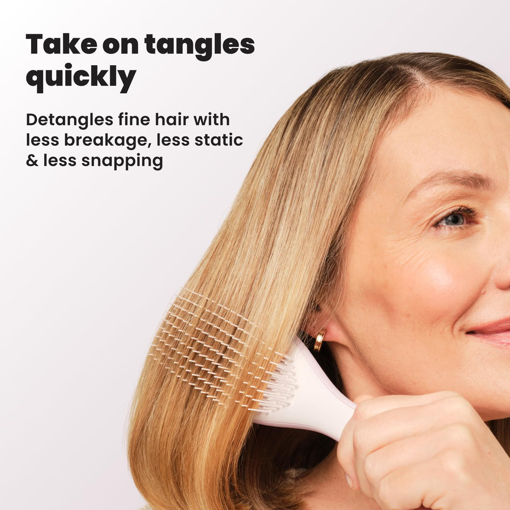 TANGLE TEEZER Pink Frost texture close-up emphasizing durable, attractive finish