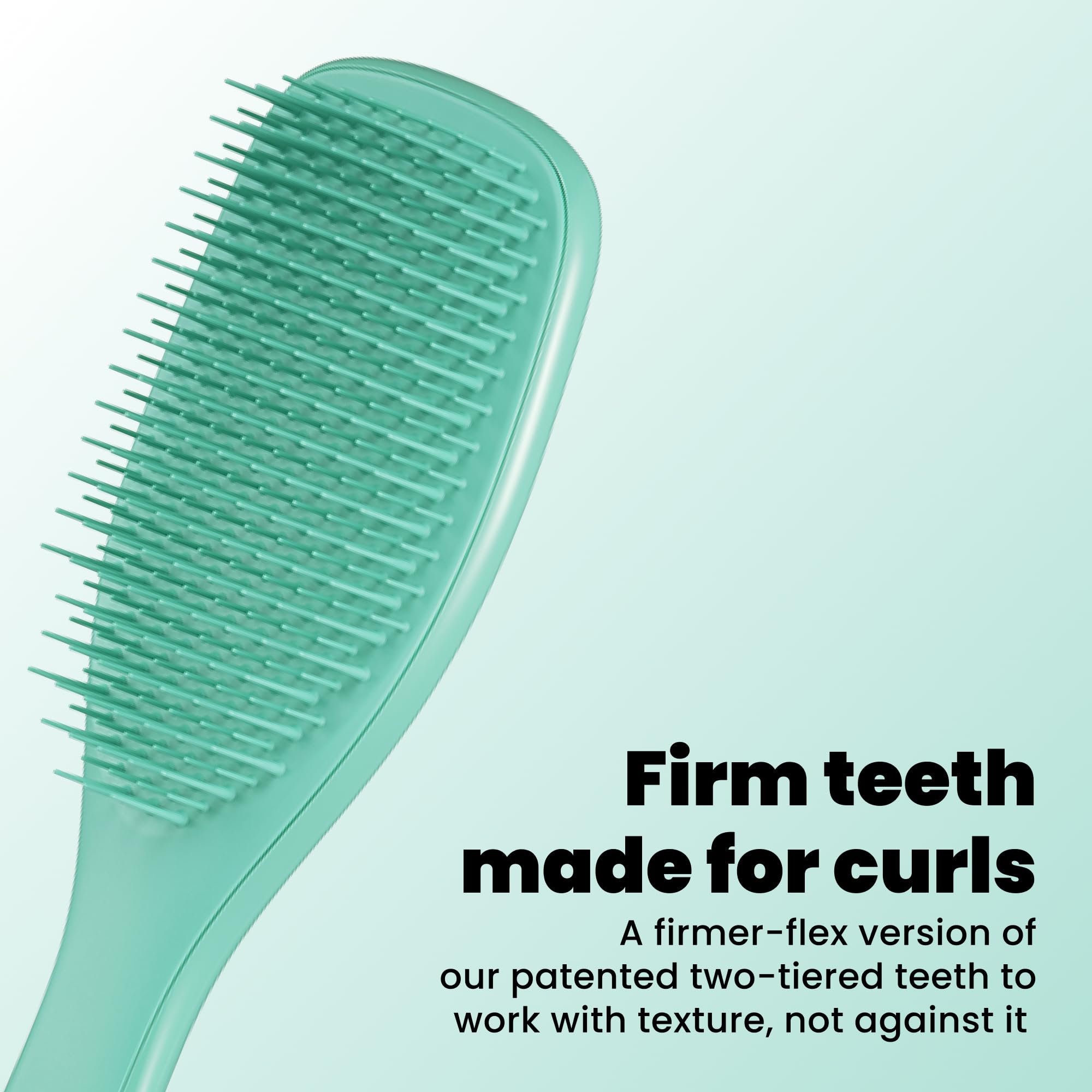 Tangle Teezer closeup of two-tier teeth delivering gentle detangling benefit