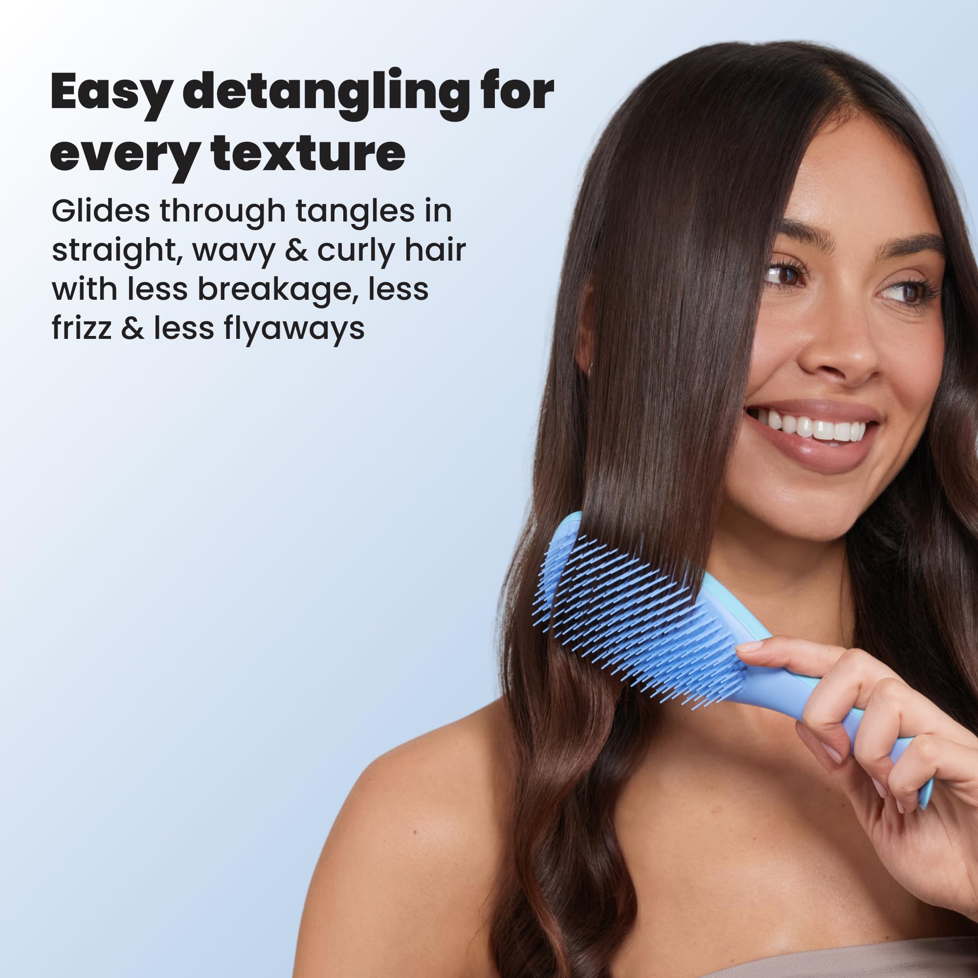 TANGLE TEEZER spreading conditioner evenly for improved product distribution