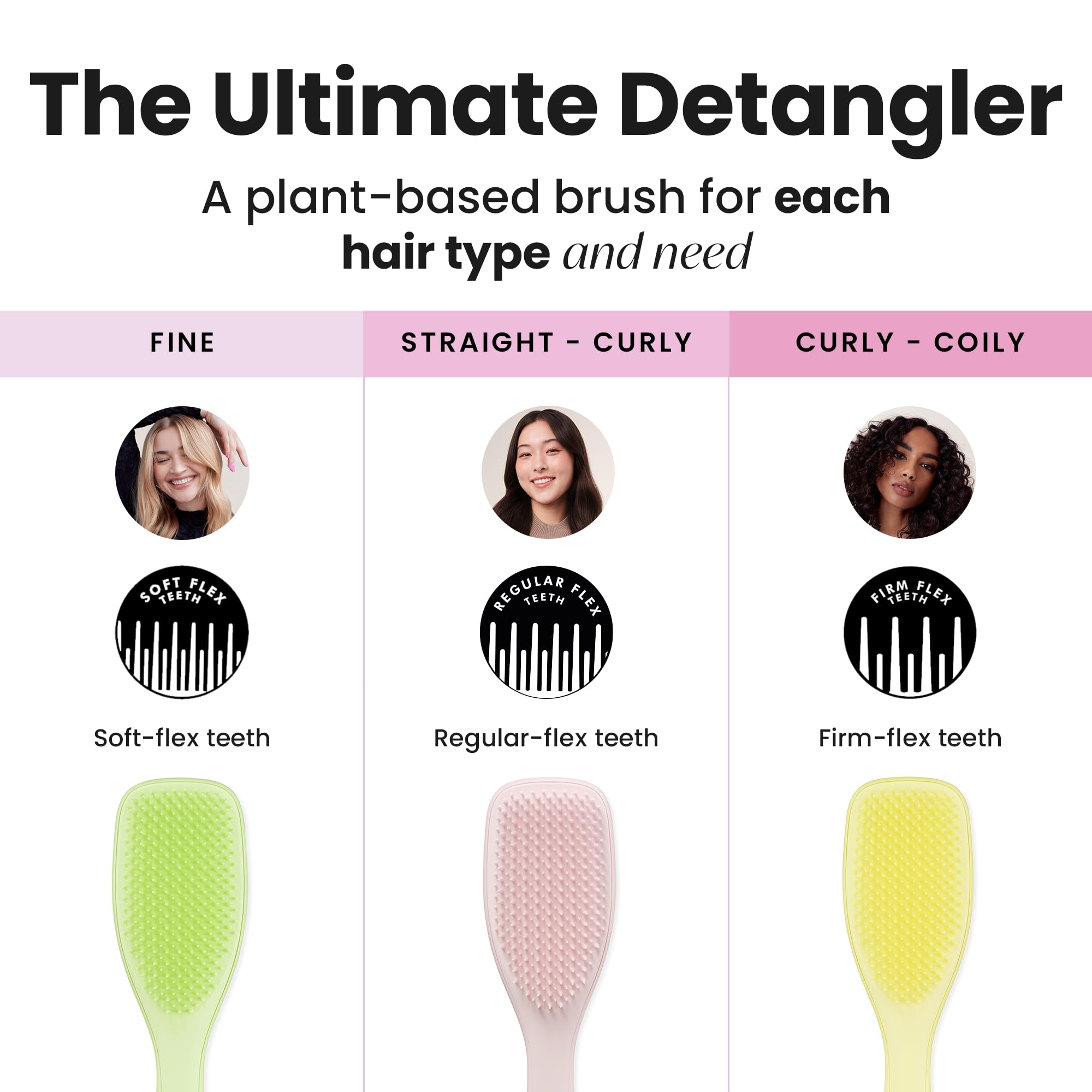TANGLE TEEZER placed on bathroom shelf as part of a curly-hair routine setup