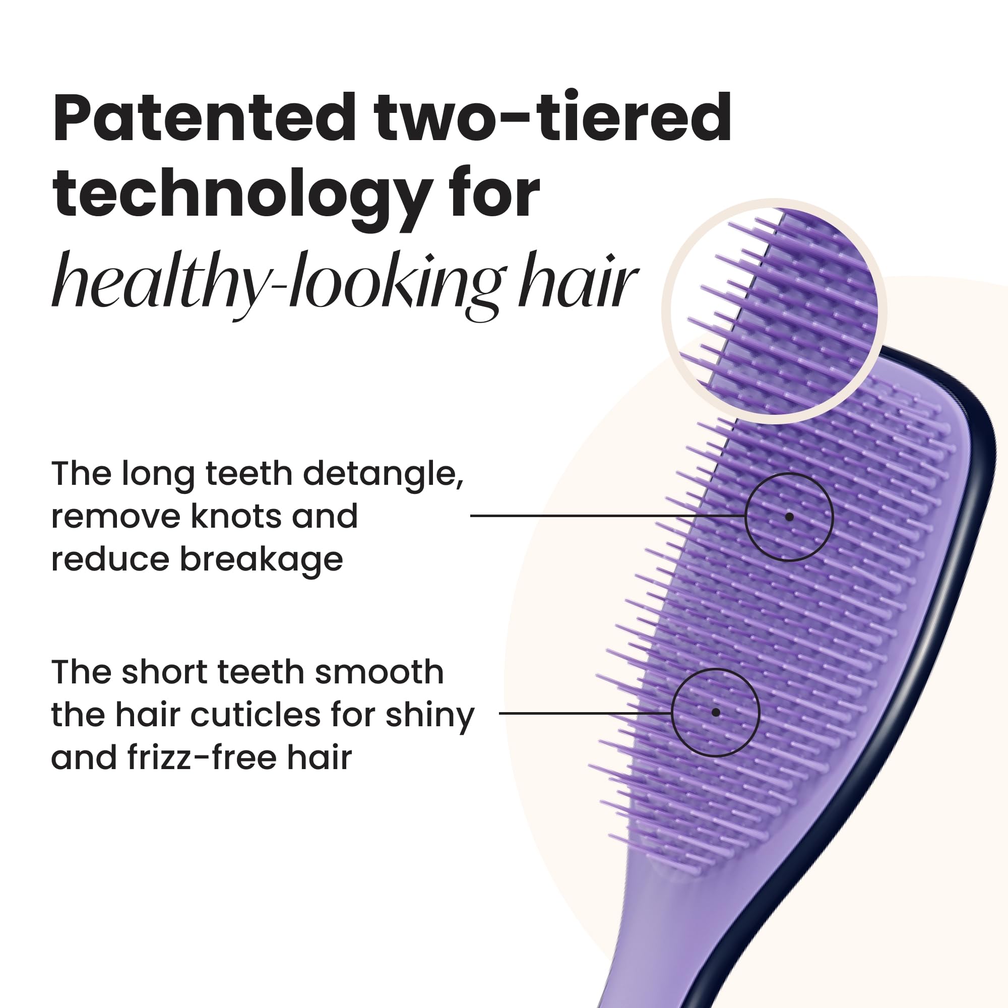 TANGLE TEEZER back detail highlighting compact shape for portability
