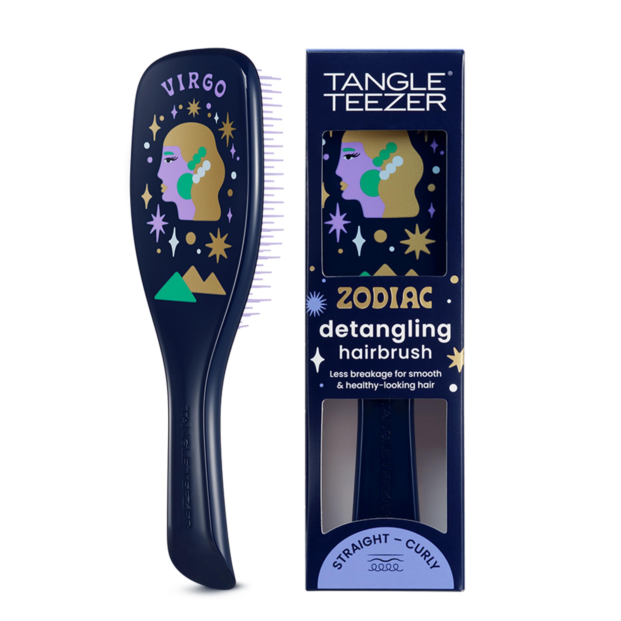 TANGLE TEEZER front view showing Virgo design and easy-grip benefit
