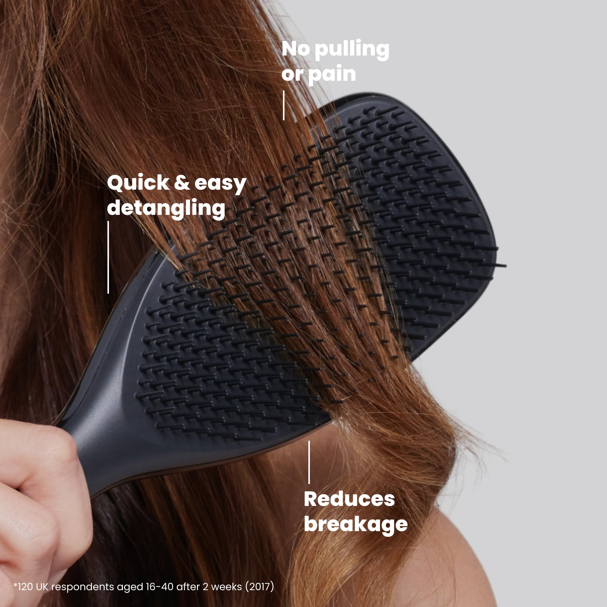 TANGLE TEEZER in-shower wet detangling showing easier comb-through with conditioner