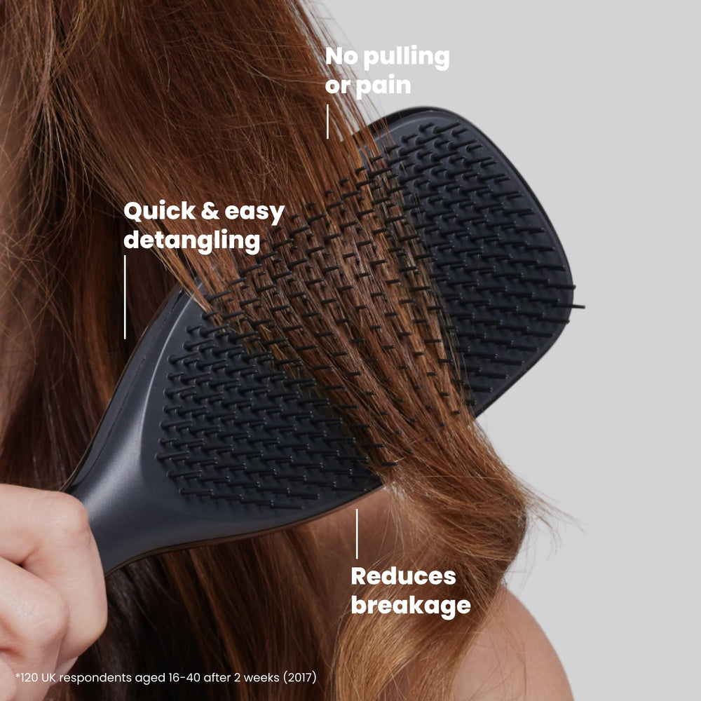TANGLE TEEZER in-shower wet detangling showing easier comb-through with conditioner