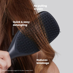 TANGLE TEEZER in-shower wet detangling showing easier comb-through with conditioner