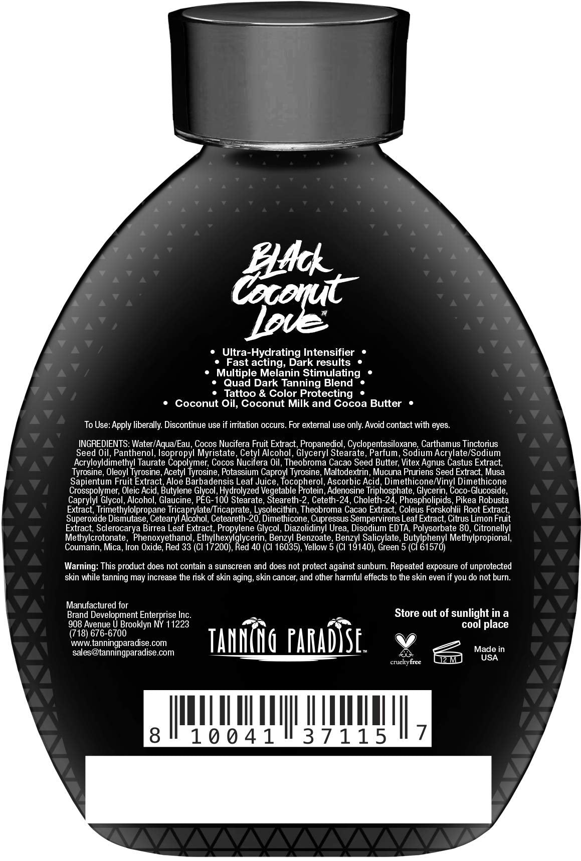 TANNING PARADISE lotion texture close-up showing smooth hydrating finish