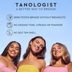Tanologist blending with tanning mitt on leg for streak-free, smooth finish