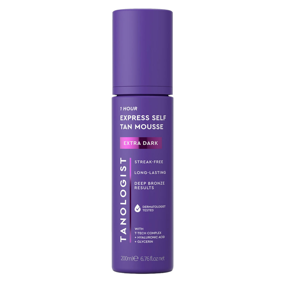 Tanologist front packaging showing extra dark mousse and benefits