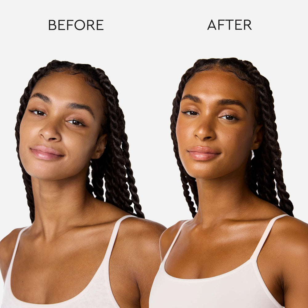 Tanologist bronzing serum texture on skin, shows blendable hydration