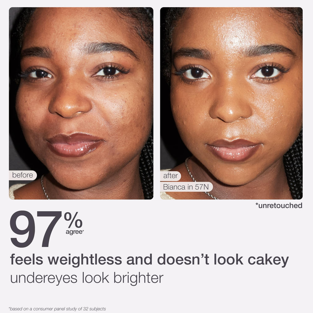 tarte under-eye before and after showing brighter, refreshed look