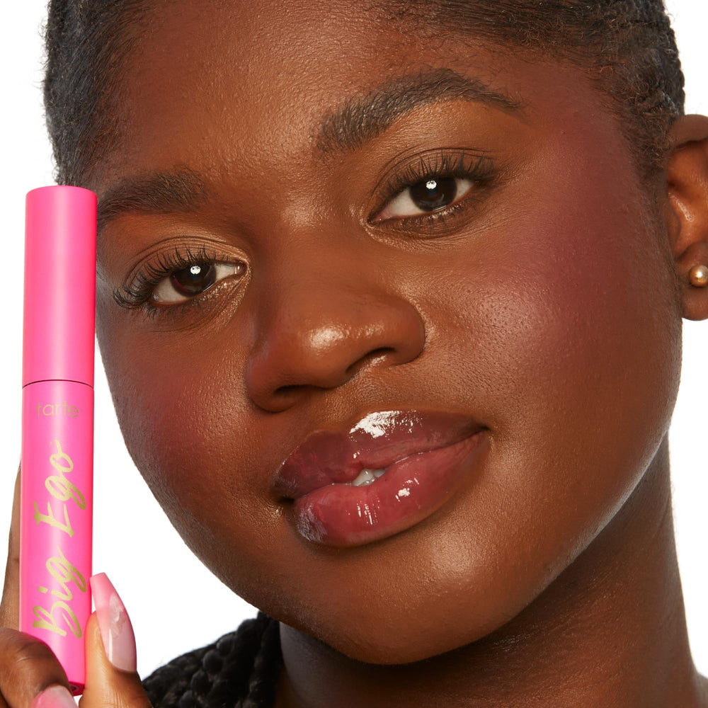 tarte mascara next to ruler illustrating full-size tube scale and portability