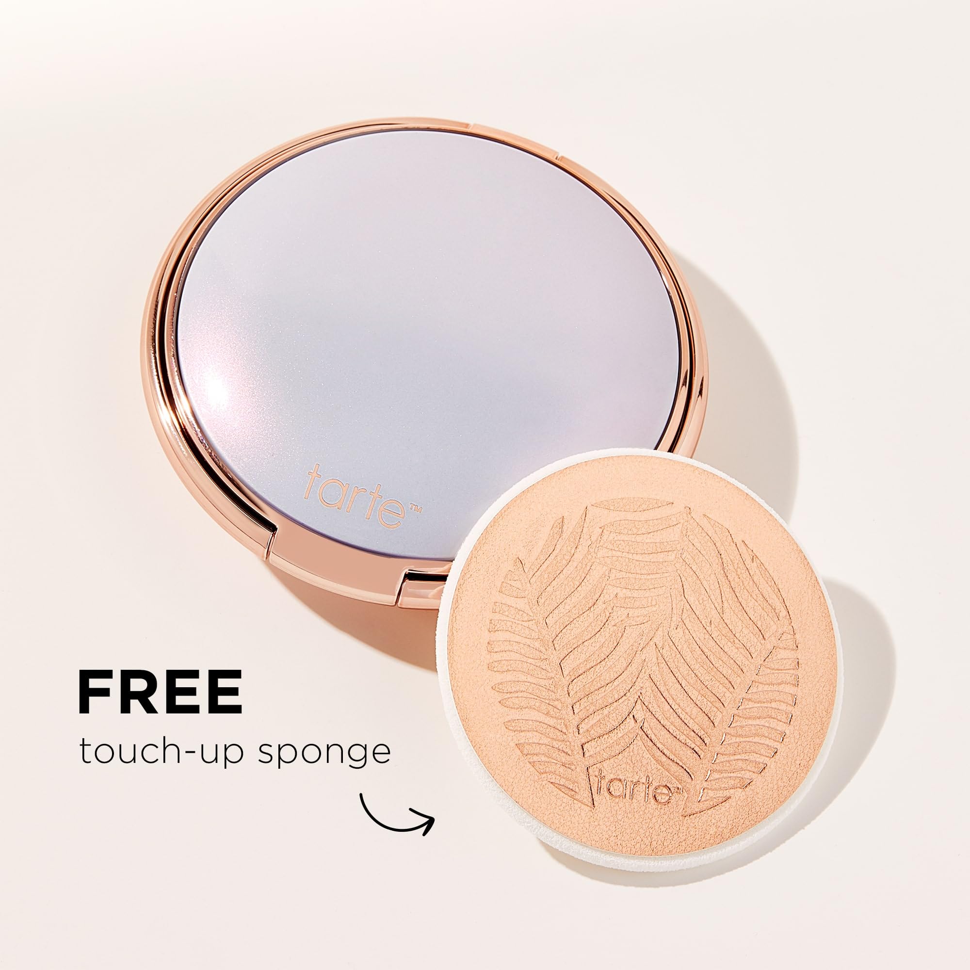 tarte compact next to ruler to show pocket-friendly size for travel benefit