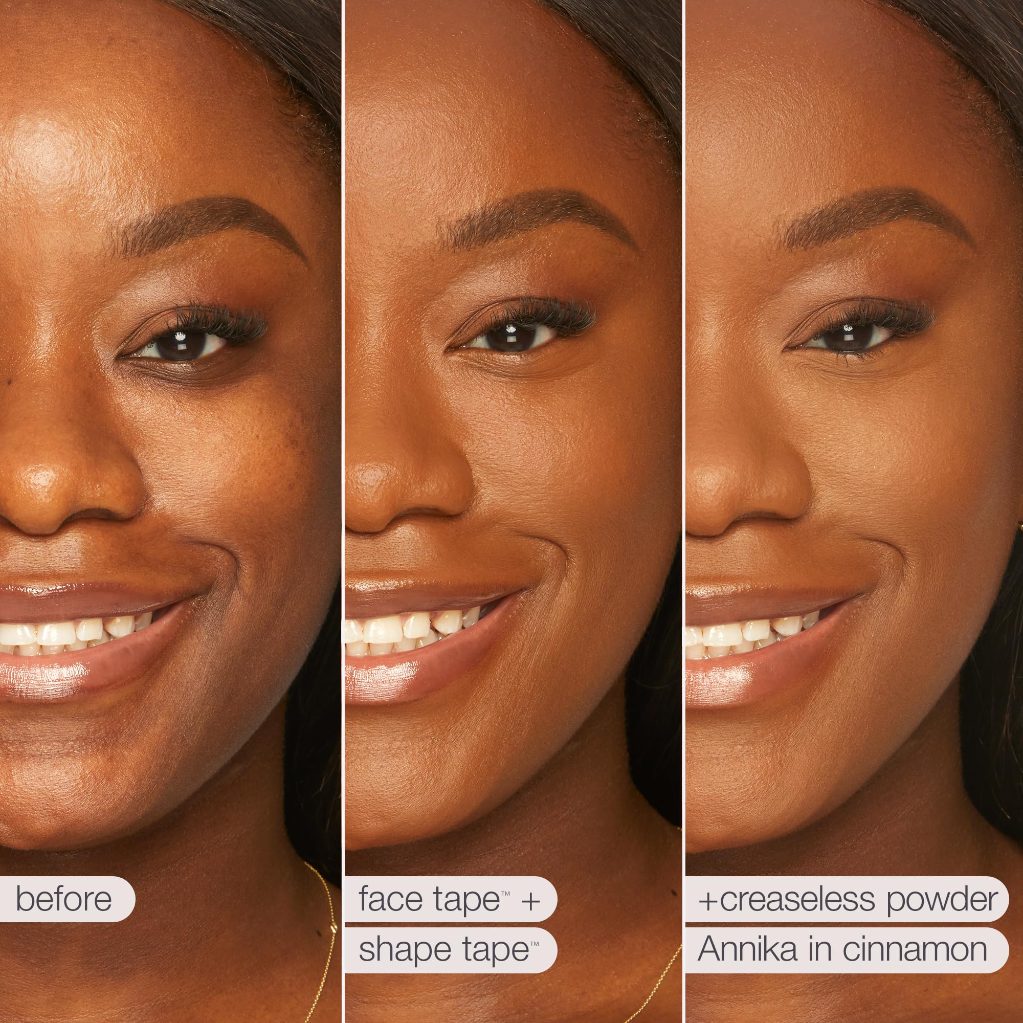tarte creaseless setting powder with Amazonian clay ingredient visual, improved wear and adherence benefit
